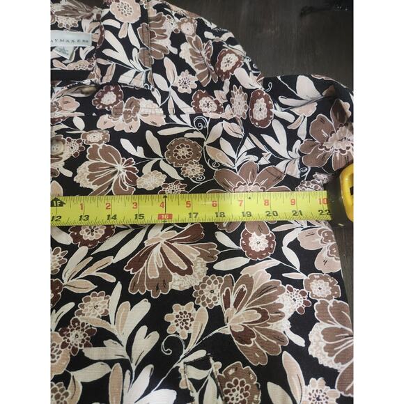 Haymaker Vintage Beige Floral 100% Cotton Button Jacket Long Sleeve Womens Large - Picture 3 of 15